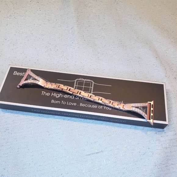 NEW Bracelets compatible Apple Watch in rose gold stainless steel with crystals - Picture 3 of 11